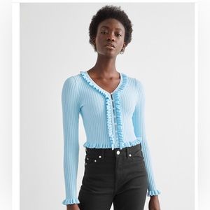 Fitted ribbed ruffle top & other stories